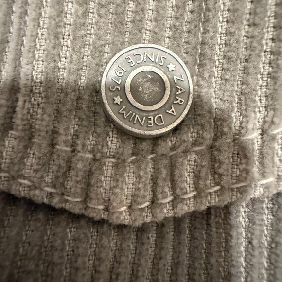 Zara Mint Green Women Corduroy Button Up Shacket Large Overized Fall Chic Casual - Picture 4 of 8